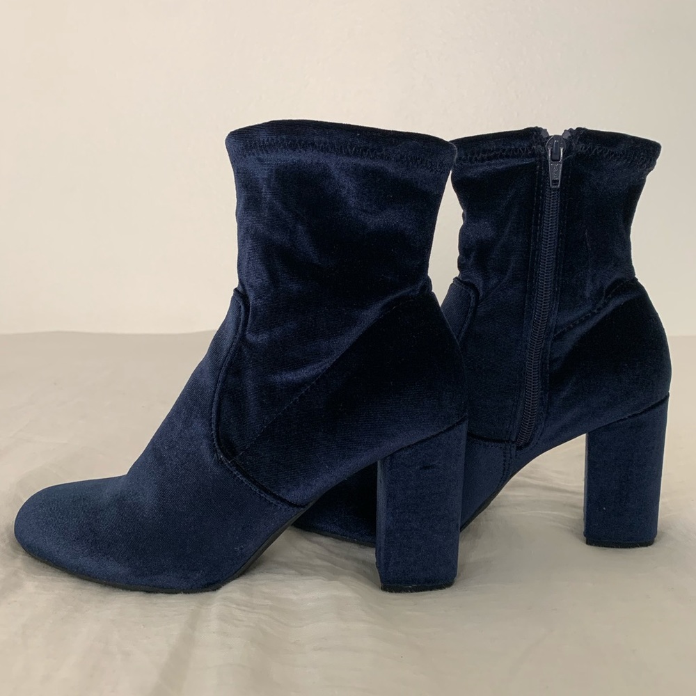 Royal Blue Velvet Booties